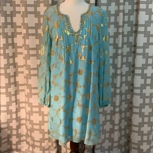 Lilly Pulitzer silk and metallic tunic dress